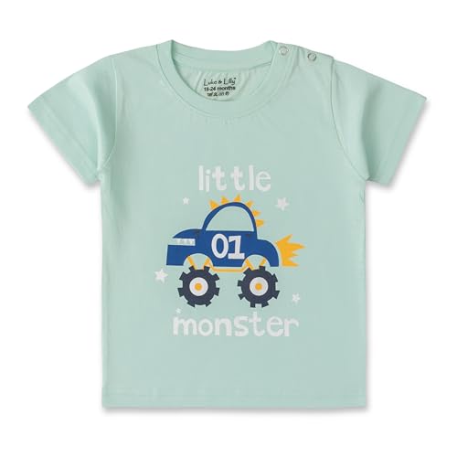 Luke and Lilly Baby Boys Printed Cotton Regular Fit Half Sleeve T-Shirt, Multicolor Pack of 5 - Image 4