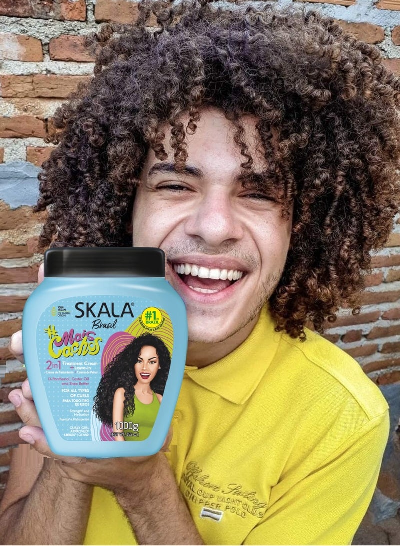 سكالا كريم معالج ومرطب 2 في 1 ميس كاتشوس من سكالا للشعر المجعد والمموج، كريم تصفيف الشعر، عبوة أكبر وزن 1000جرام  - Image 4
