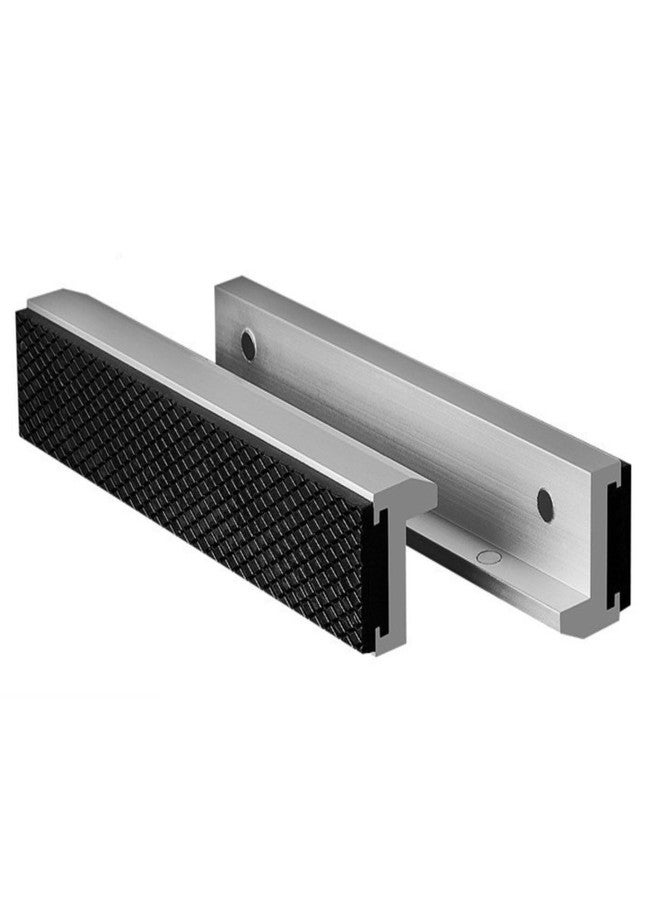 Saim 5 inch Aluminum Alloy Vise Jaws, Universal Soft Vice Jaws Pads Covers with Strong Magnetic Multi-Purpose Protector or Woodworking, DIY Making, Plumbing 1 Pair - Silver - Image 1