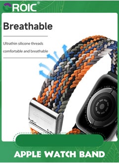 GROIC Compatible with Apple Watch Band 49mm 45mm 44mm 42mm, Stretchy Sport Solo Loop Strap with Adjustable Buckle,Women Men Elastic Nylon Braided Wristband for iWatch Series 10 9 8 7 6 SE 5 4 3 Ultra 2 1  - Image 3