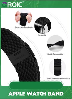 GROIC Compatible with Apple Watch Band 49mm 45mm 44mm 42mm, Stretchy Sport Solo Loop Strap with Adjustable Buckle,Women Men Elastic Nylon Braided Wristband for iWatch Series 10 9 8 7 6 SE 5 4 3 Ultra 2 1  - Image 5