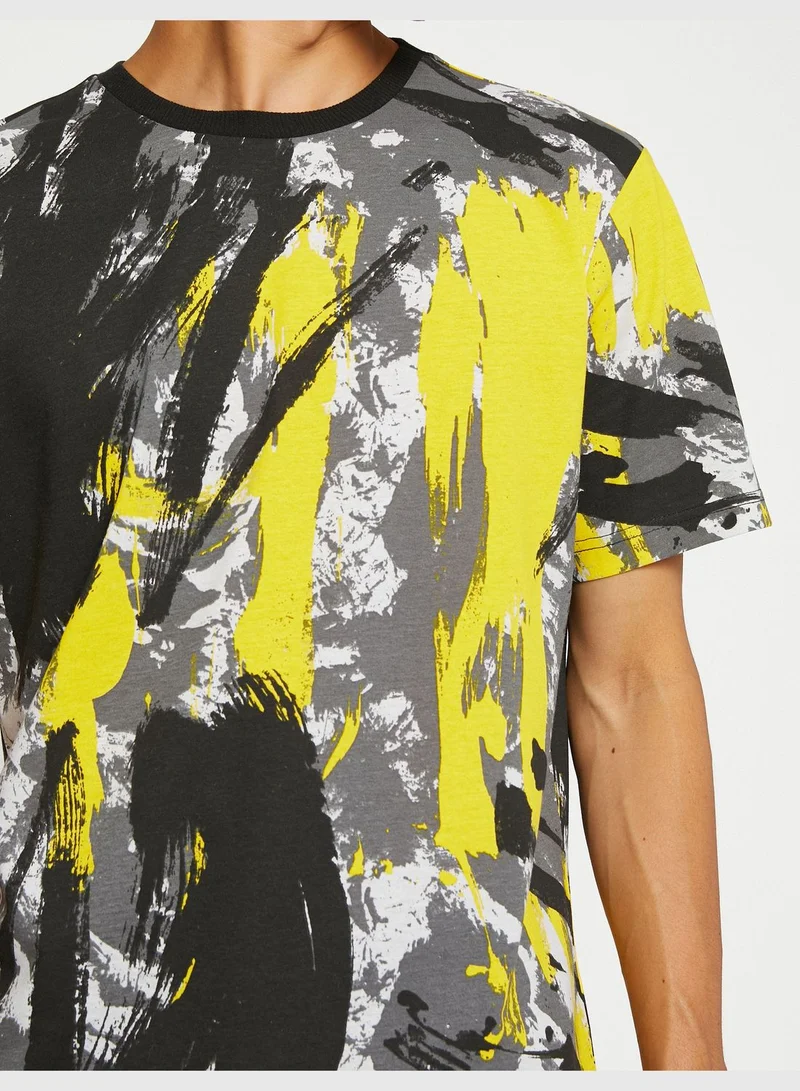 KOTON Camouflage Patterned T-Shirt Crew Neck Short Sleeve