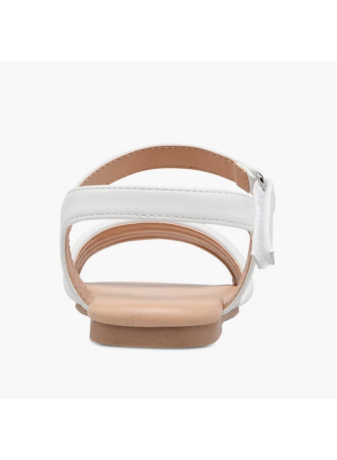 Flora Bella By Shoexpress Girls Strap Detail Sandals with Hook and Loop Closure - Image 4