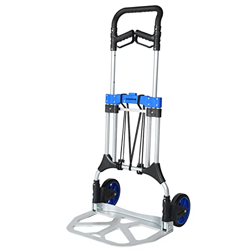 Leeyoung Folding Hand Trucks Heavy Duty by Leeyoung500 lb Aluminium Folding Hand Cart Dolly with 8 inch Wheels incl 2 Bungee Cords 