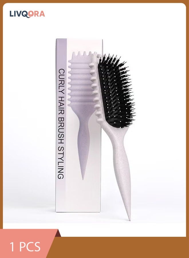LIVQORA Fluffy BounceCurl Defining Brush - Curl Brush for Curly Hair Wet,Elastic Hair Styling Comb For Bounce & Volume, Durable Plastic Bristles & Abs Handle (Color : Beige) - Image 1