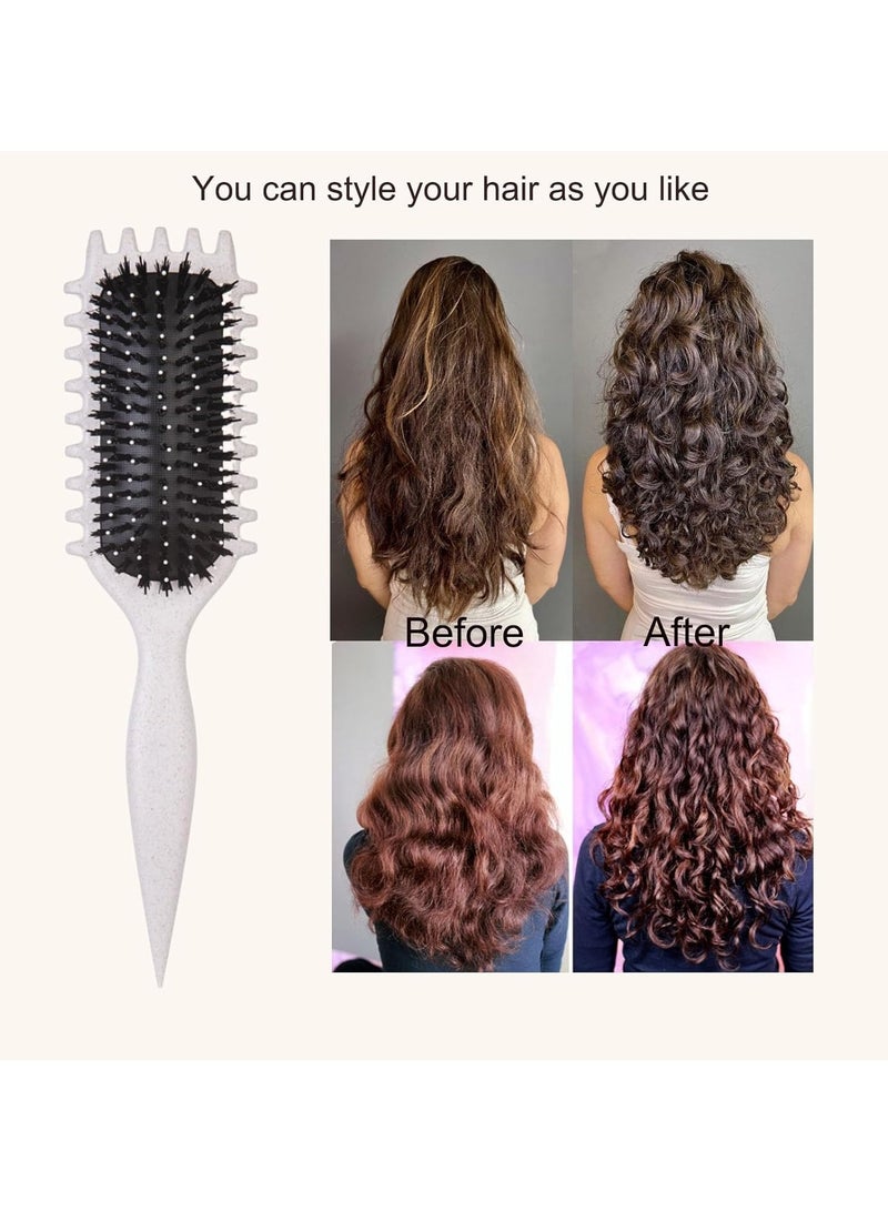 Fluffy BounceCurl Defining Brush - Curl Brush for Curly Hair Wet,Elastic Hair Styling Comb For Bounce & Volume, Durable Plastic Bristles & Abs Handle (Color : Beige) - Image 3