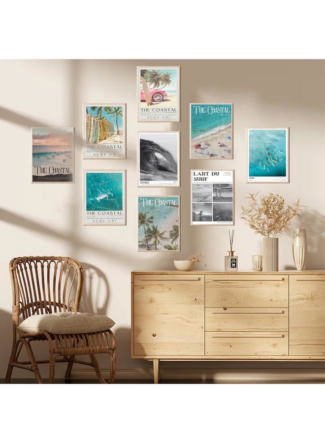 Uniro Coastal Cowgirl Decor Aesthetic, Coastal Granddaughter Room Decor, Trendy Beachy Wall Decor Beachy Summer Poster Poster Pictures, Retro Newspaper Beach Wall Art Prints Preppy Surf Up Posters for - Image 3