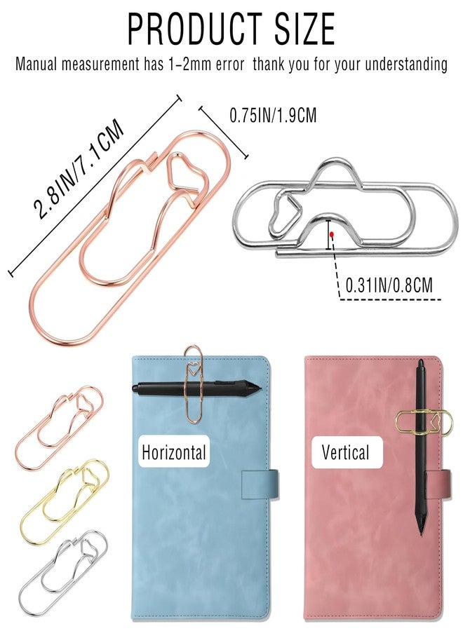 BADAO 30PCS Metal Pen Clips,Paperclip Pen Holder,Heart Shaped Paper Clip Pen Holder for Notebook,Journal,Planner&Book,Portable Bookmark Paperclip Clip School Office Supplies Accessory(Silver/Gold/Rose Gold) - Image 5