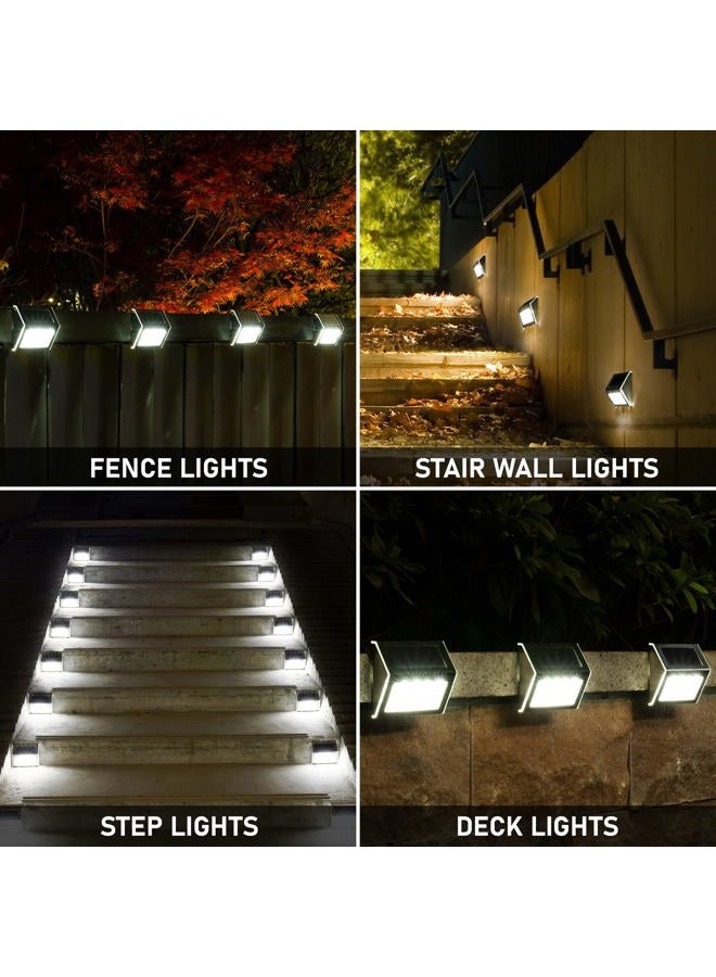 SOLPEX Solar Fence Lights, 12 Pack Solar Powered Deck Lights Outdoor Waterproof,4 LEDs Solar Step Lighting for Stair Stairway Patio Porch Pathway Walkway Garden (Cold White) - Image 2