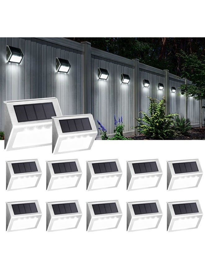 SOLPEX Solar Fence Lights, 12 Pack Solar Powered Deck Lights Outdoor Waterproof,4 LEDs Solar Step Lighting for Stair Stairway Patio Porch Pathway Walkway Garden (Cold White) - Image 1