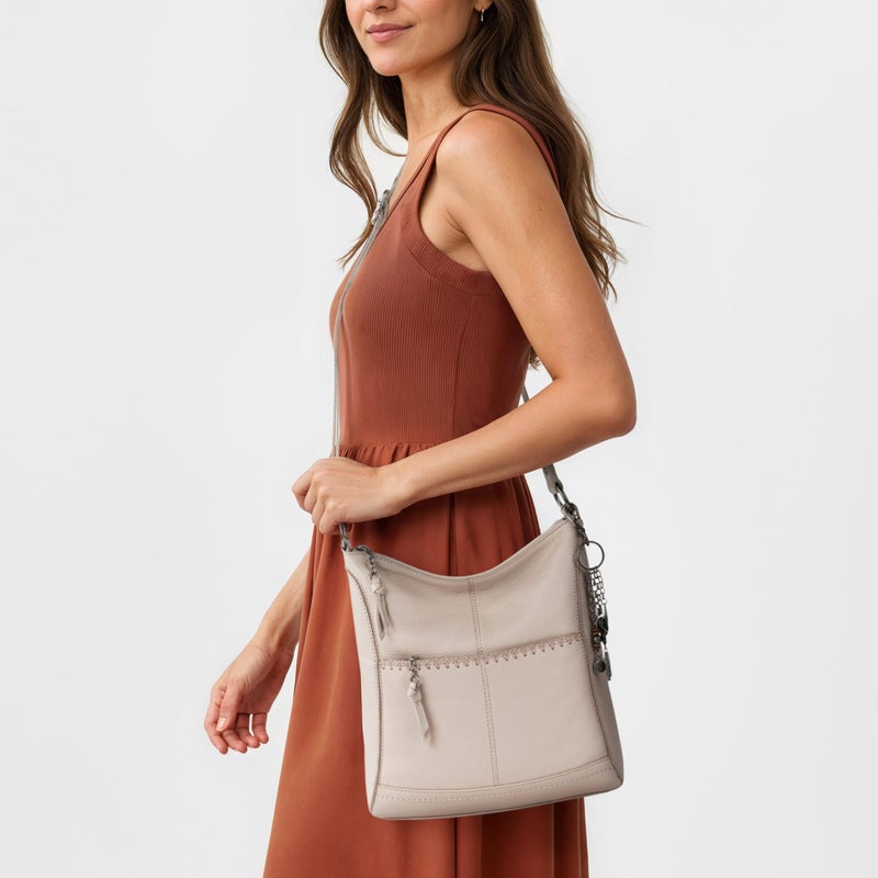 The Sak Lucia Crossbody in Leather, Adjustable Crossbody Strap, Sand Stitch - Image 2