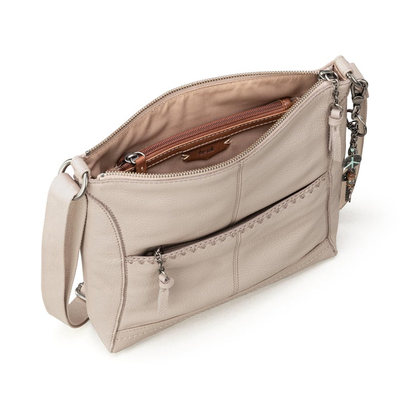 The Sak Lucia Crossbody in Leather, Adjustable Crossbody Strap, Sand Stitch - Image 4