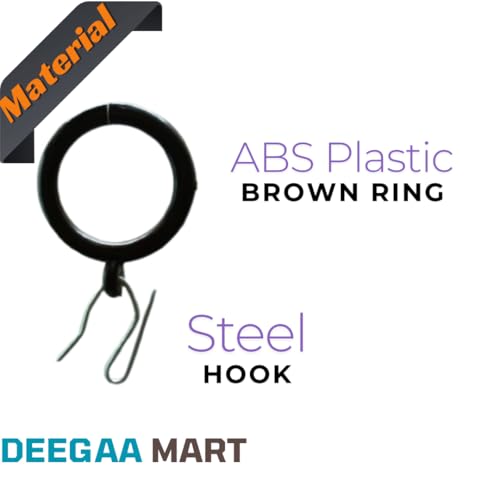 DEEGAA MART DEEGAAMART 24-Pack Curtain Rings with Eyelets, 1.25-Inch Inner Diameter, Rustproof Metal Drapery Rings with Pinch Pleat Hooks,Metal Drapery Pin Pointed Hooks Fits Up to 1-Inch Rods Brown Ring - Image 3