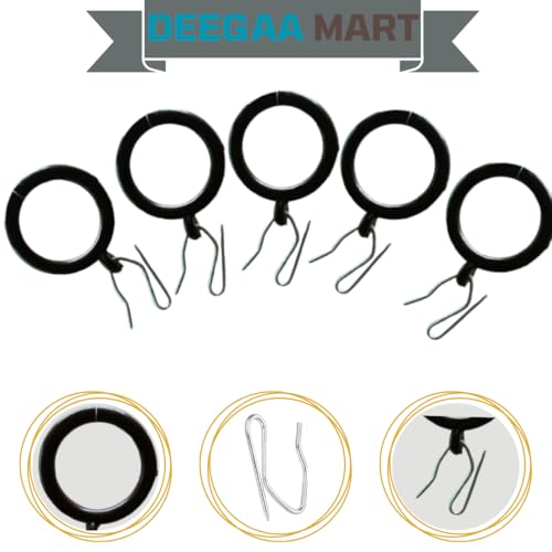 DEEGAA MART DEEGAAMART 24-Pack Curtain Rings with Eyelets, 1.25-Inch Inner Diameter, Rustproof Metal Drapery Rings with Pinch Pleat Hooks,Metal Drapery Pin Pointed Hooks Fits Up to 1-Inch Rods Brown Ring - Image 4