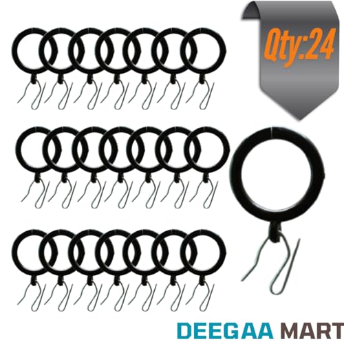 DEEGAA MART DEEGAAMART 24-Pack Curtain Rings with Eyelets, 1.25-Inch Inner Diameter, Rustproof Metal Drapery Rings with Pinch Pleat Hooks,Metal Drapery Pin Pointed Hooks Fits Up to 1-Inch Rods Brown Ring - Image 2