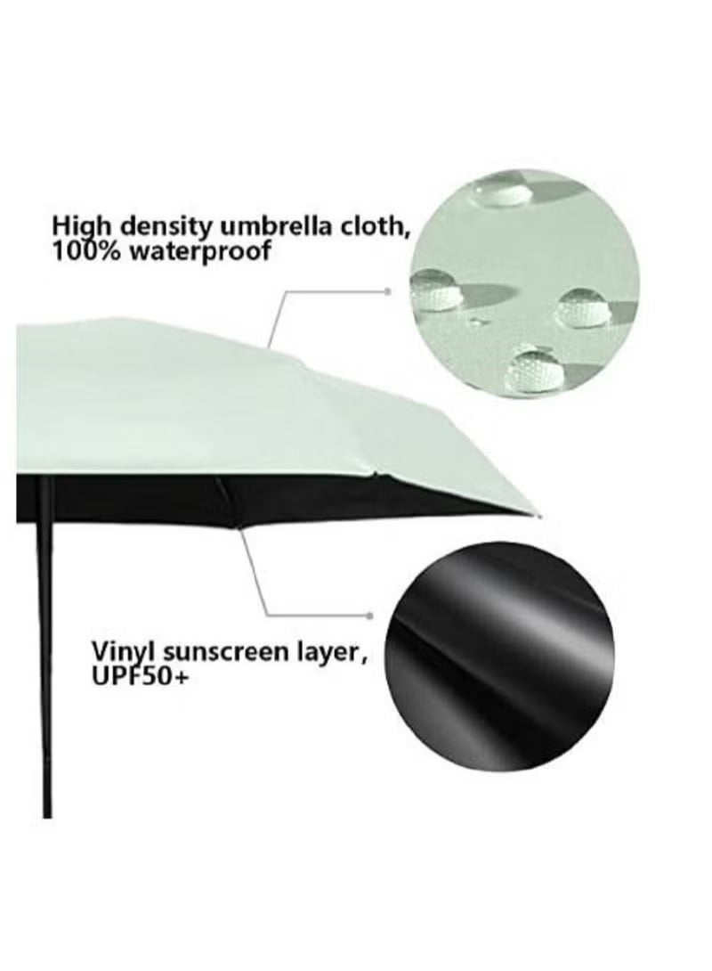 XiuWoo Small Folding Capsule Umbrella,Mini Sun Umbrella ,Small Compact UV Umbrella for Sun and Rain,Lightweight  Portable,Windproof Parasol Umbrella with UV Protection for Women Men Kids (Green) - Image 3