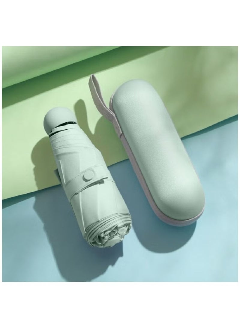 XiuWoo Small Folding Capsule Umbrella,Mini Sun Umbrella ,Small Compact UV Umbrella for Sun and Rain,Lightweight  Portable,Windproof Parasol Umbrella with UV Protection for Women Men Kids (Green) - Image 4