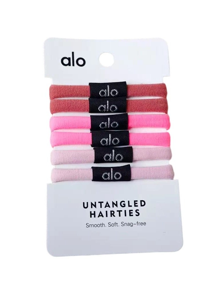 Alo Yoga Untangled Hair Tie 6-Pack - Black - Image 1