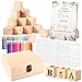 Draupnir 92 Pcs Fun Baby Shower Games Sign Kit Babies Coloring Blocks for Baby Shower Wooden DIY Blank Blocks Freehand Painting with 36 Paint Markers - Image 2