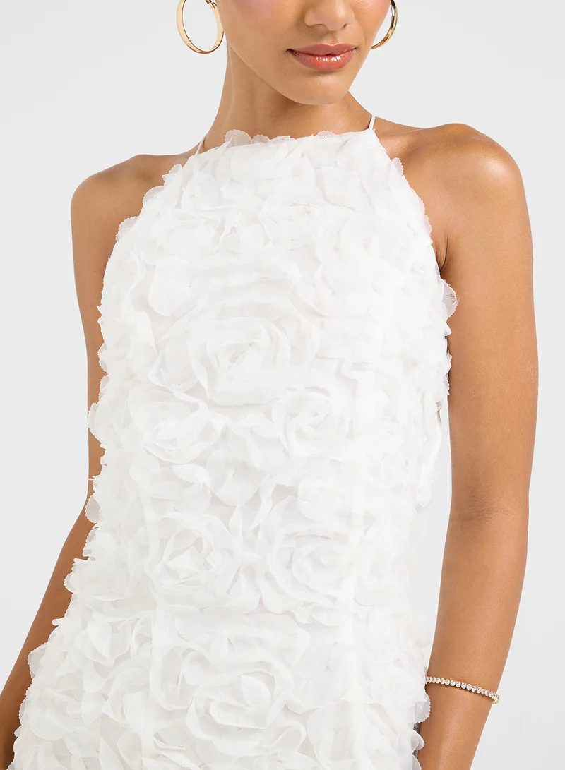 جينجر Textured Floral Mini Dress