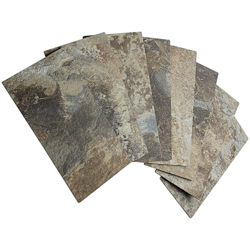 AULIGET 4-Piece Beige & Brown Slate Peel and Stick Backsplash Wall Tiles, 3" x 6" PVC Faux Stone Stick on Tile for Backsplash Kitchen, Bathroom, Laundry Room, Camper, Fireplace - Image 1