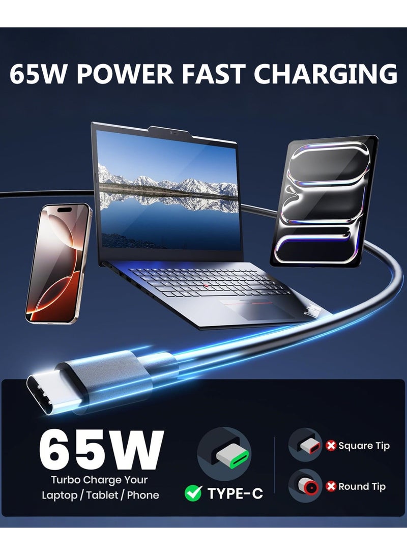 دراكلاو شاحن لابتوب USB-C 65 واط متوافق مع لينوفو إتش بي ديل أسوس شحن سريع لأجهزة الكمبيوتر المحمولة للاستخدام اليومي والعمل والسفر - Image 2