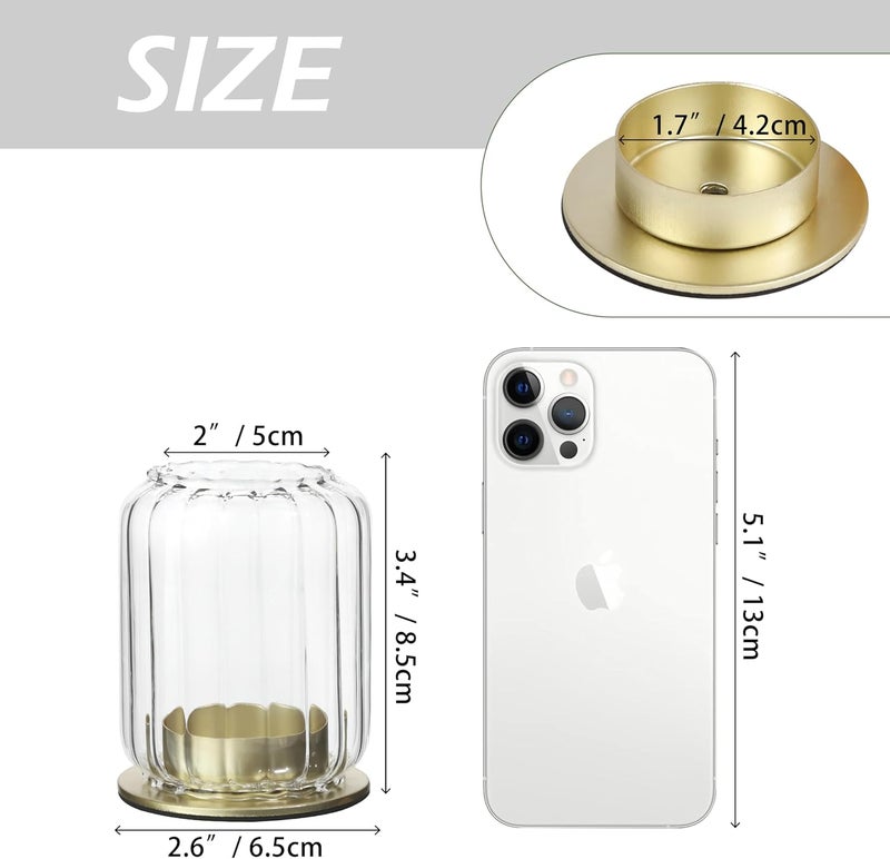 Vixdonos Glass Hurricane Tealight Candle Holder Set of 3 with Metal Stand - Modern Windproof Votive Holders for Weddings and Outdoor Events - Image 2