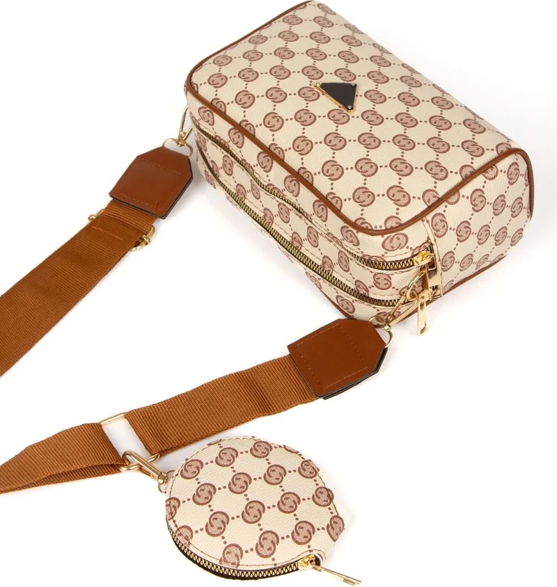 Adelina Bags Women's Patterned Shoulder Bag with Wallet Detail