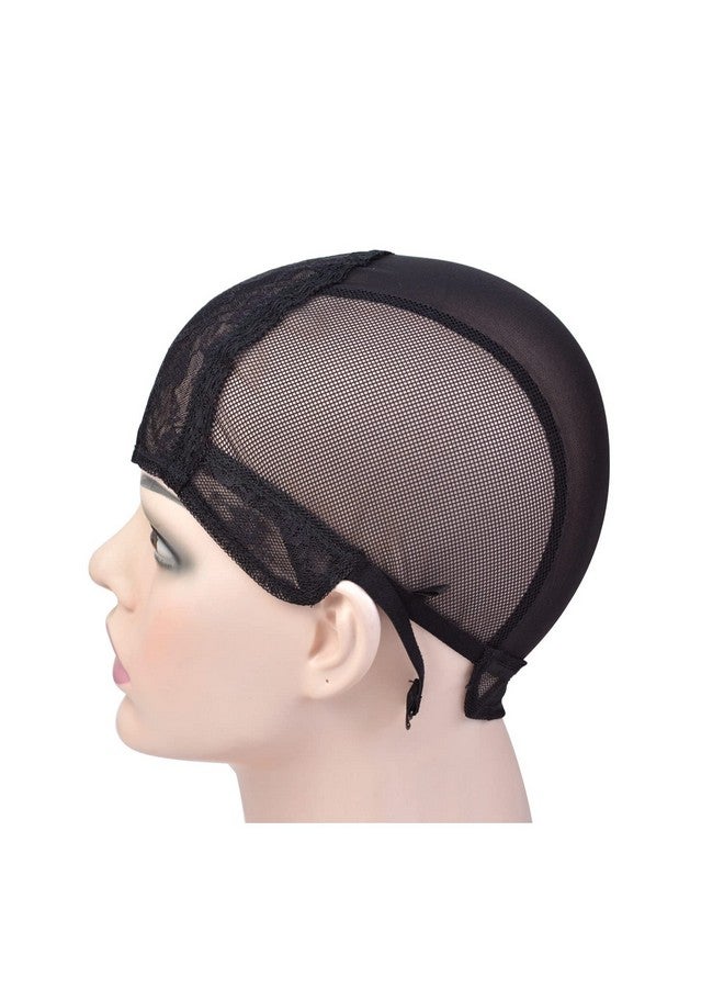 YTBYT 2 Pcs Black Double Lace Wig Caps with Adjustable Straps Swiss Lace Hairnet on the Back for Making Wig (Black M) - Image 3
