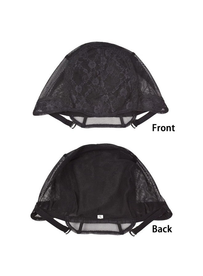 YTBYT 2 Pcs Black Double Lace Wig Caps with Adjustable Straps Swiss Lace Hairnet on the Back for Making Wig (Black M) - Image 5
