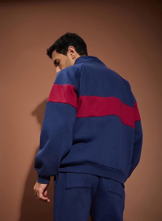 Mascln Sassafras Color Block Zip Through Oversized Sweatshirt by Styli  - Image 4