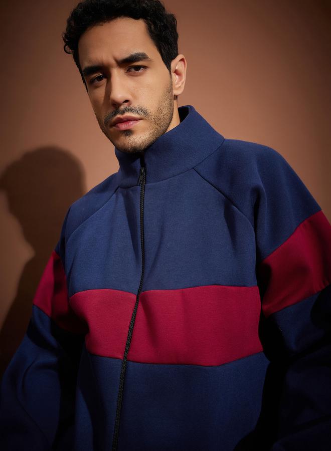 Mascln Sassafras Color Block Zip Through Oversized Sweatshirt by Styli  - Image 3
