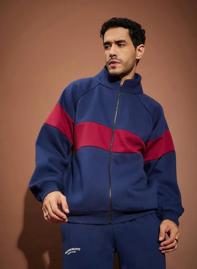 Mascln Sassafras Color Block Zip Through Oversized Sweatshirt by Styli