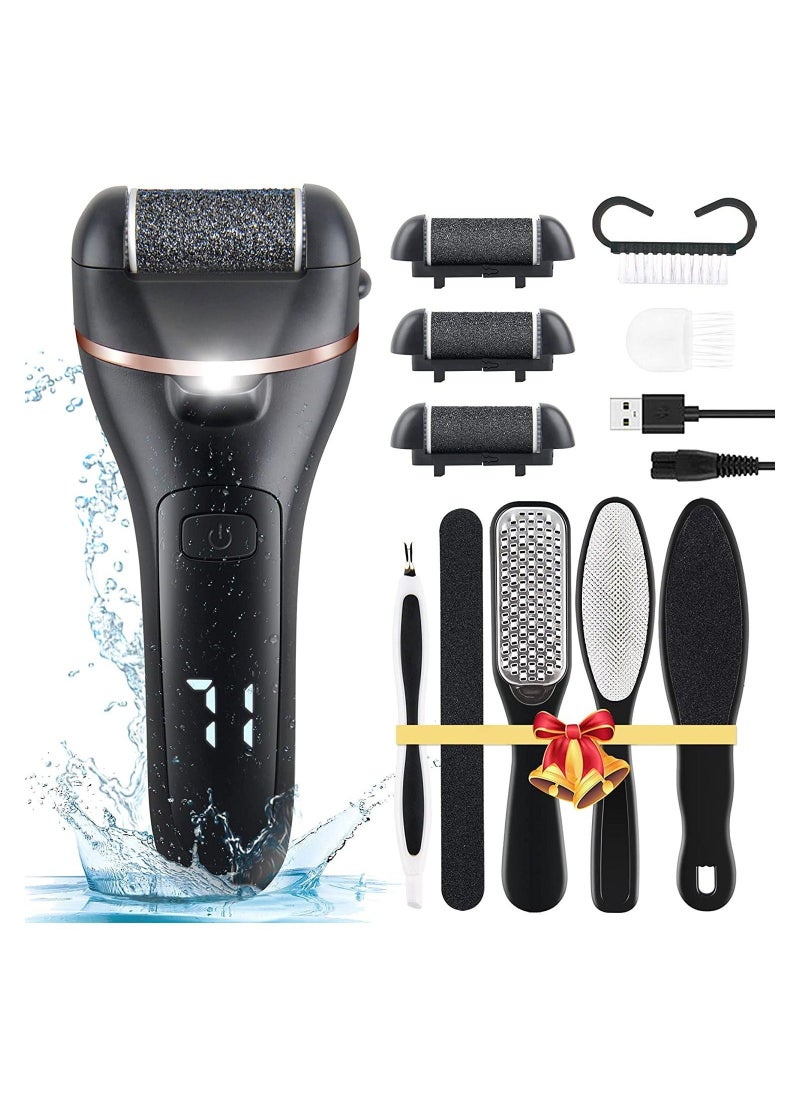 general Electric Feet Callus Remover, Professional 18 in 1 Foot File Pedicure Kit Tools, Rechargeable Dry Dead Skin Foot Scraper with 3 Roller Heads & 2-Speed Power for Feet Hands Heels Spa (Black) - Image 1