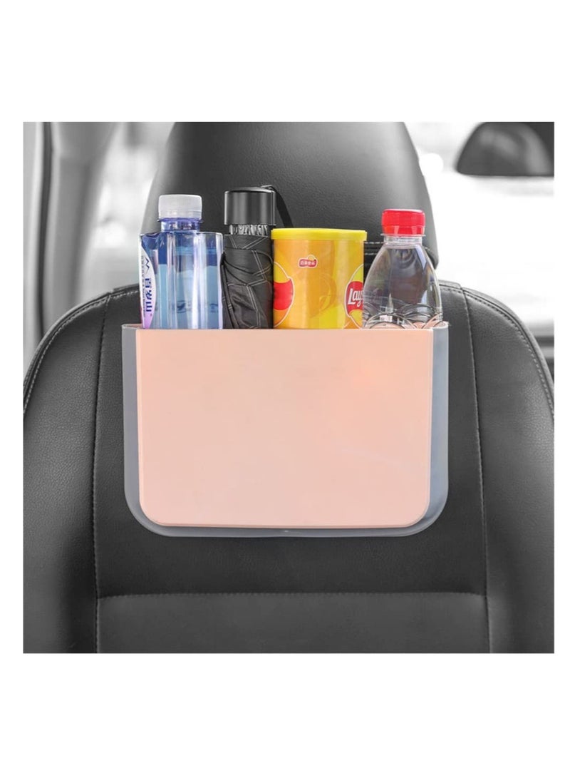 SYOSI Hanging Waterproof car Trash can, Foldable Back Seat Car Bin Organizer, Portable Automotive Garbage Cans Mini Container for Front Accessories(Pink) - Image 1