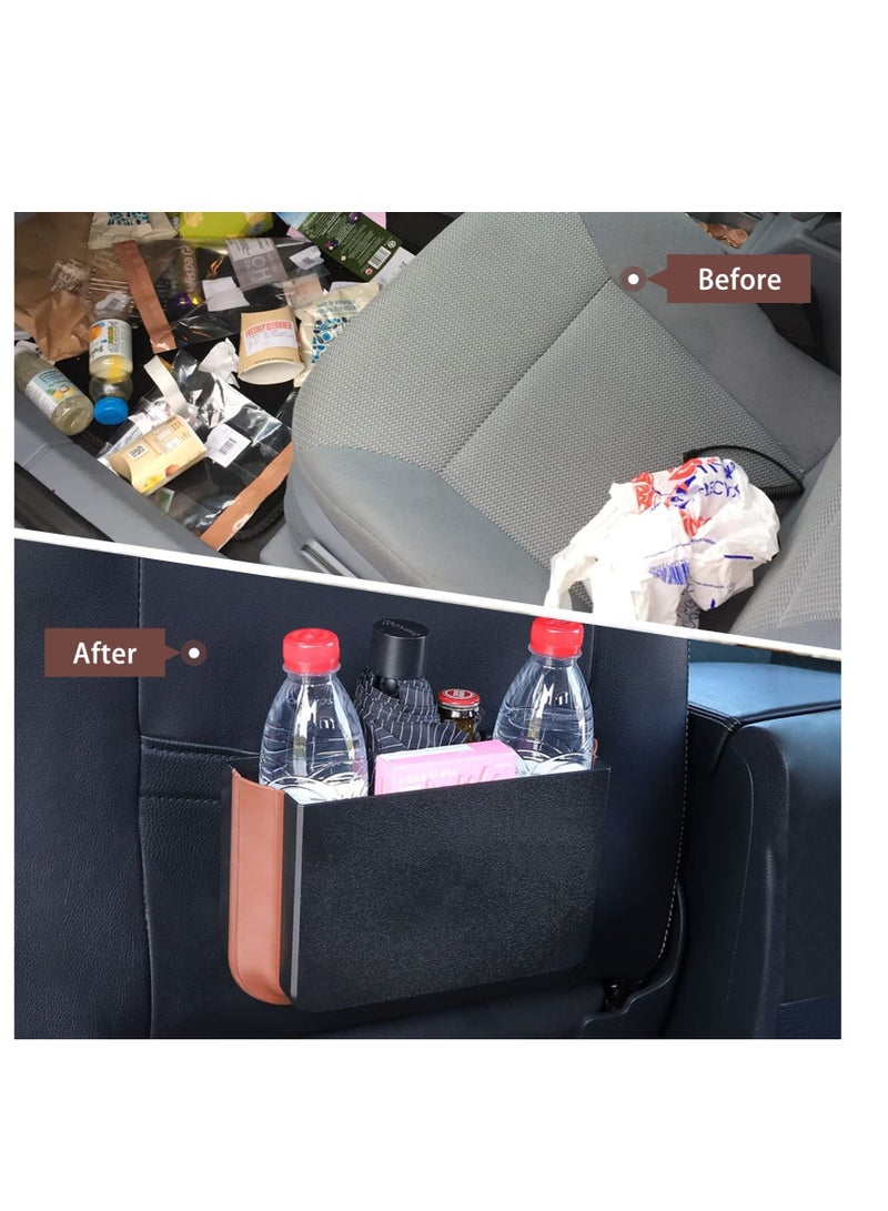 SYOSI Hanging Waterproof car Trash can, Foldable Back Seat Car Bin Organizer, Portable Automotive Garbage Cans Mini Container for Front Accessories(Pink) - Image 3