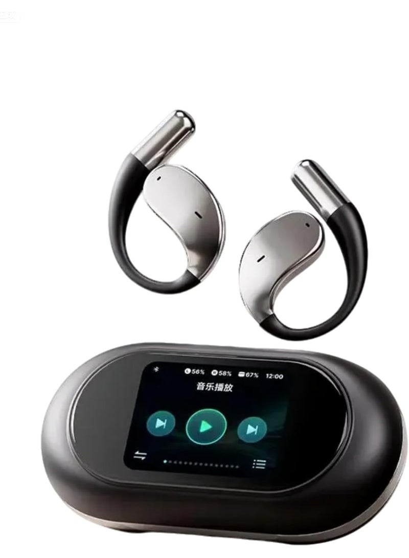 Jliyru Open-Ear Bluetooth Headphones, Wireless Earbuds with LED Display Charging Case for Standalone Music Playback, 60H Playtime, 14.2mm Titanium Driver, ENC Call, Secure Ear Hook for Running Workout Travel - Image 1