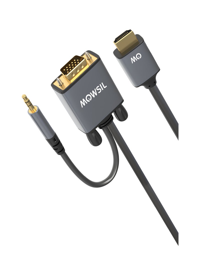 MOWSIL VGA to HDMI Cable 2Mtr with Audio, 1080P HD VGA to HDMI Adapter Cable, VGA Male to HDMI Male Cord for VGA Computer/Laptop to HDMI Monitor/TV  - Image 2
