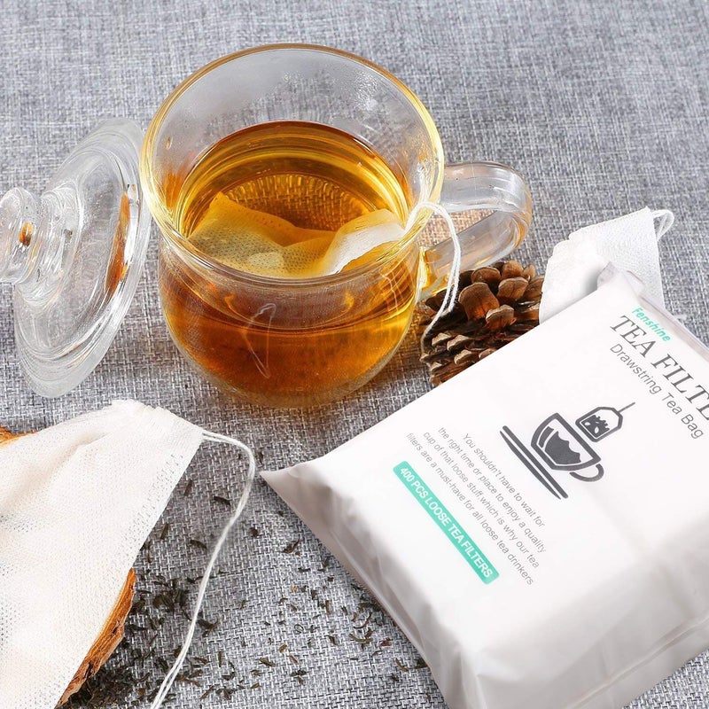 Fenshine 400 Pcs Tea Filter Bags Disposable Empty Tea Bags Drawstring Seal Tea Infusers Bag for Loose Leaf Teal - Image 3