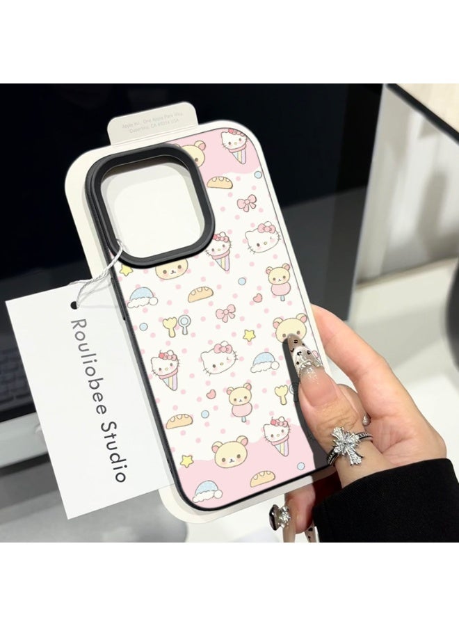 NIBEMINENT Kitty Bear Protective TPU Case Cover For iPhone 15 Pro Max, Black