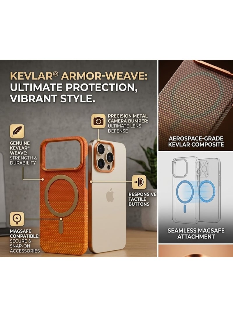 iPhone 17 Kevlar Design Magsafe Carbon Fiber Ultra-Slim Case for x Heavy Duty Military-Grade Aramid Fiber Protection Shell Cover - Image 2