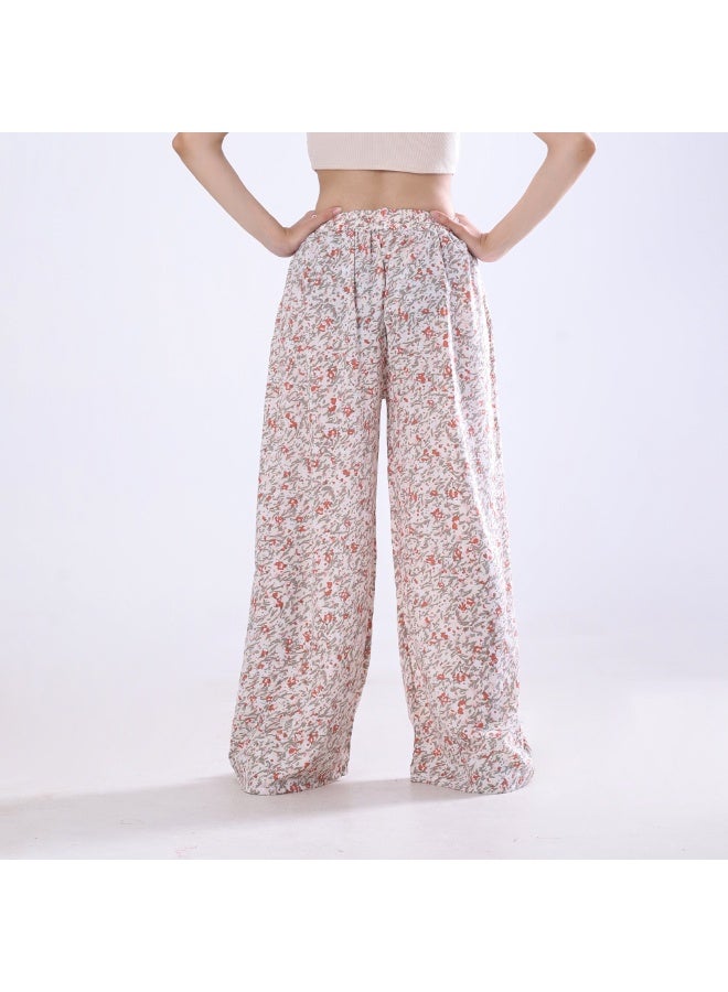 BEBO Women's printed drawstring pants, free size, fits approximately 60-85 kg_Beige & Red  - Image 3