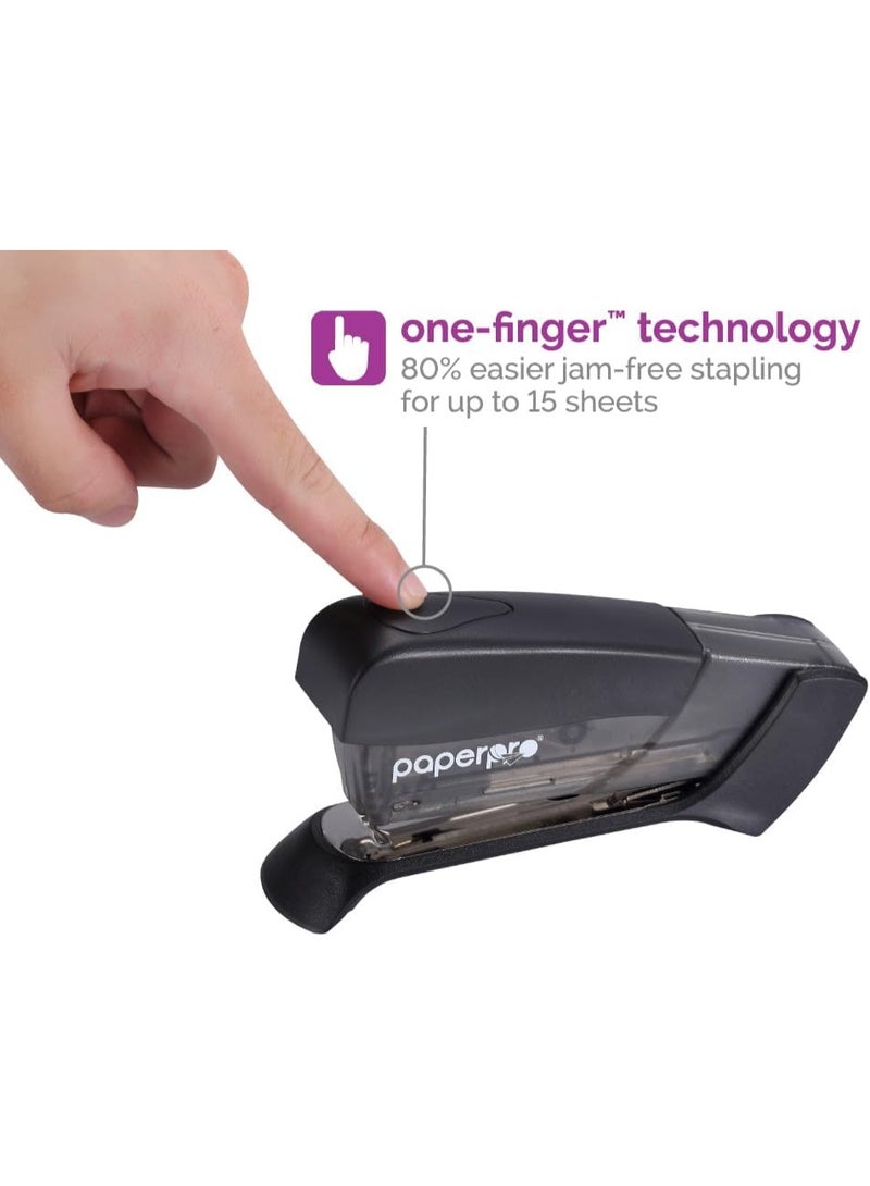 PaperPro Compact Classic Desktop Stapler, 15 Sheet Capacity, No Effort, Includes 105 Staples, One Finger, 80% Easier Stapling, Assorted (Colors May Vary) - Image 2