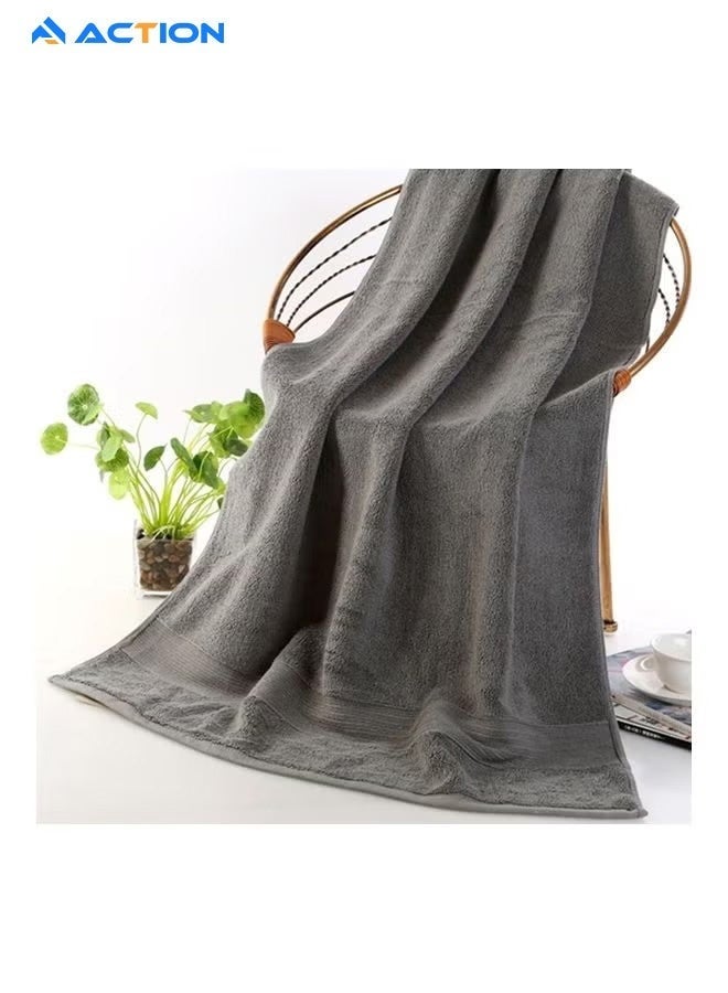 ACTION Large Pure Cotton Bath Towel, Grey - Image 1
