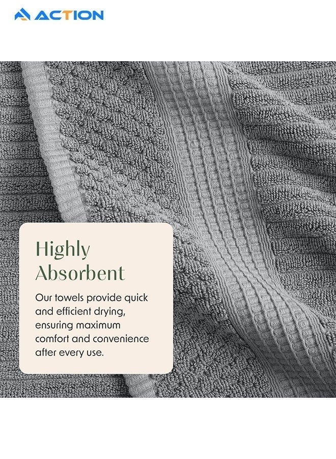 ACTION Large Pure Cotton Bath Towel, Grey - Image 2