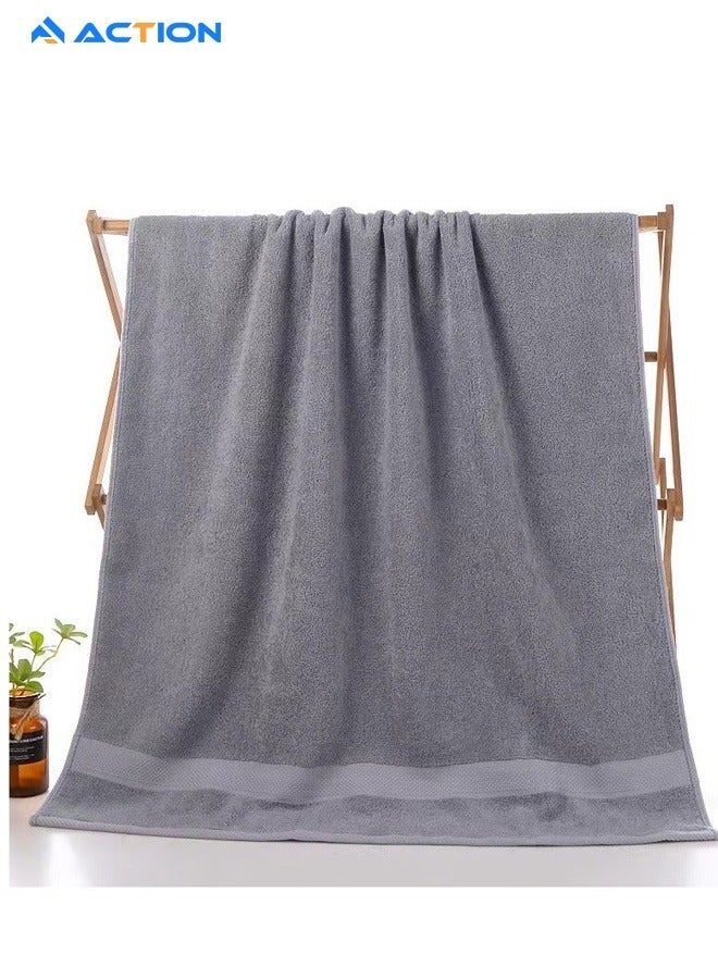 ACTION Large Pure Cotton Bath Towel, Grey - Image 4
