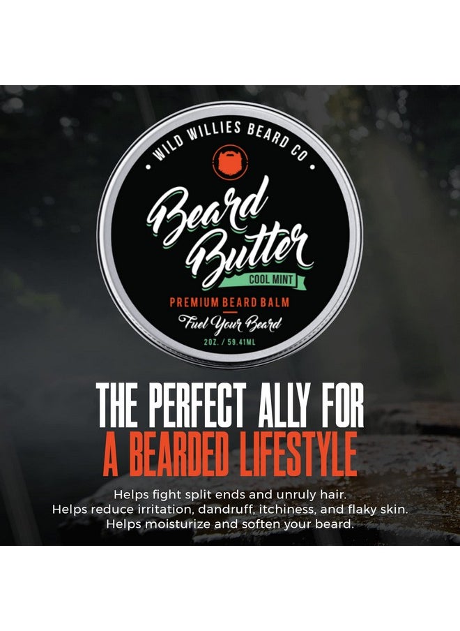 Wild Willies - Premium Beard Balm Leavein Conditioner Natural Organic Ingredients Promote Fast Beard Growth Removes Itch & Dandruff Beard Butter Restores Moisture 2 Oz Cool Mint Scent - Image 1