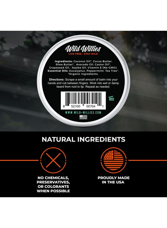 Wild Willies - Premium Beard Balm Leavein Conditioner Natural Organic Ingredients Promote Fast Beard Growth Removes Itch & Dandruff Beard Butter Restores Moisture 2 Oz Cool Mint Scent - Image 1