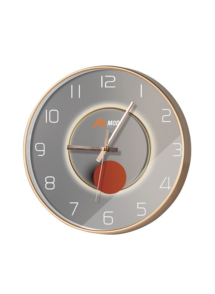 مودي ساعة حائط دائرية صامتة 12 بوصة – تصميم زجاجي منحني ثلاثي الأبعاد، تعمل بالبطارية، إطار فضي أنيق للمنزل والمكتب - Image 4