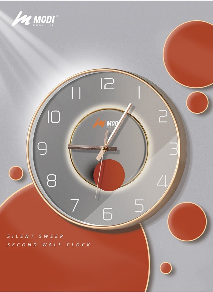 MODI Wall Clock,12" Silent Round Battery Operated Silent Quartz Clock,3D Curved Glass Large Wall Clock for Office, Home, Kitchen, Bedroom, School, Living Room Bathroom, (Silver)  - Image 4